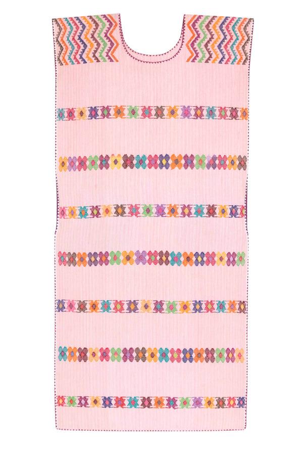 Pippa Holt Children's Kaftan No.55 Single Panel Children's Kaftan In Pale Pink With Multi Coloured Design