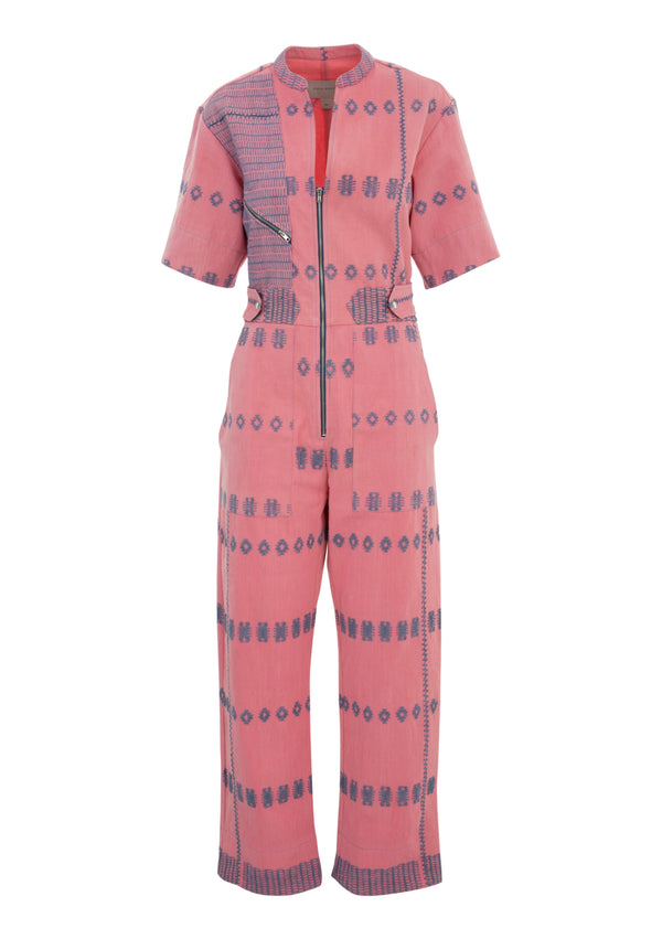 Pippa Holt Jumpsuit No.110 Jumpsuit In Watermelon Pink Duck Egg Blue Motif