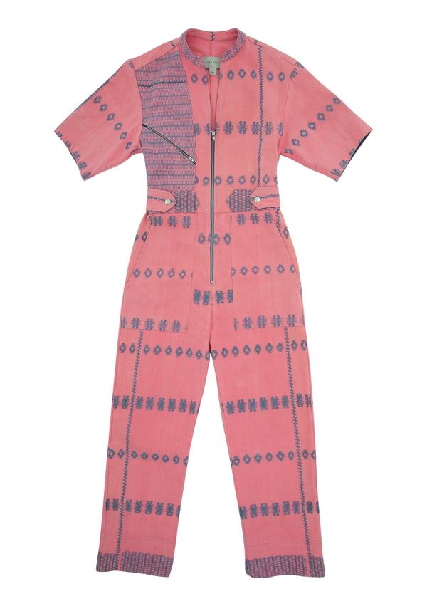 pippa holt Jumpsuit No.110 Jumpsuit in watermelon pink duck egg blue motif