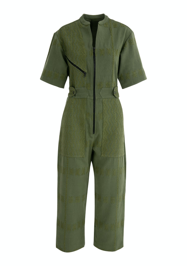 Pippa Holt Jumpsuit No.168 Khaki Jumpsuit With Khaki Motifs
