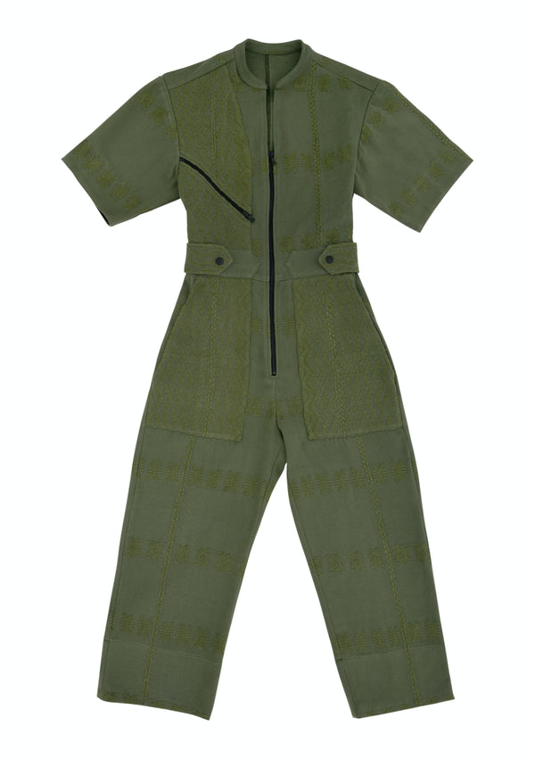 Pippa Holt Jumpsuit No.168 Khaki Jumpsuit With Khaki Motifs