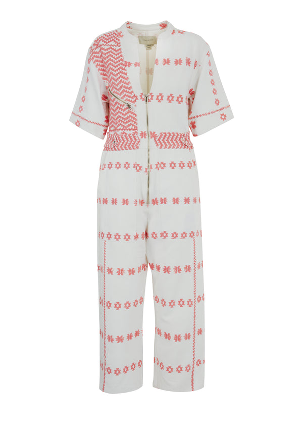 Pippa Holt Jumpsuit No.32 White Jumpsuit With Pink Motif
