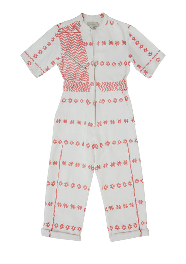 Pippa Holt Jumpsuit No.32 White Jumpsuit With Pink Motif