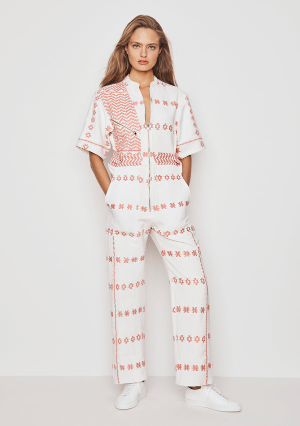 pippa holt Jumpsuit No.32 White jumpsuit with pink motif