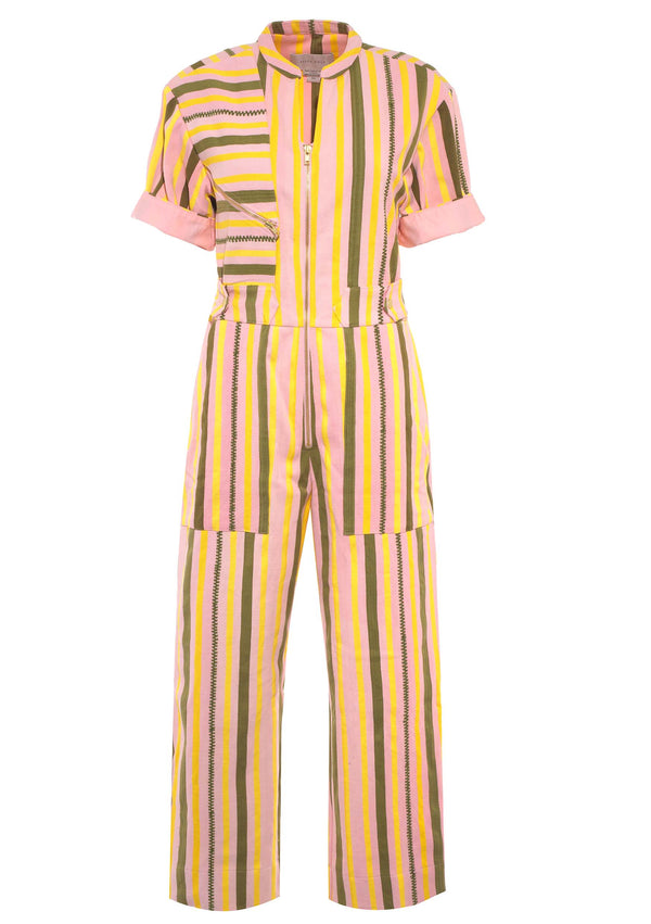 pippa holt Jumpsuit No.401 Jumpsuit in khaki with yellow and pink stripe