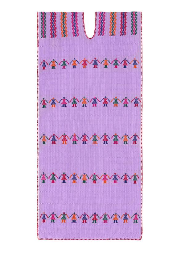 Pippa Holt Kaftan No.10 Single Panel Midi Kaftan In Lilac With Multicoloured 'people' Design