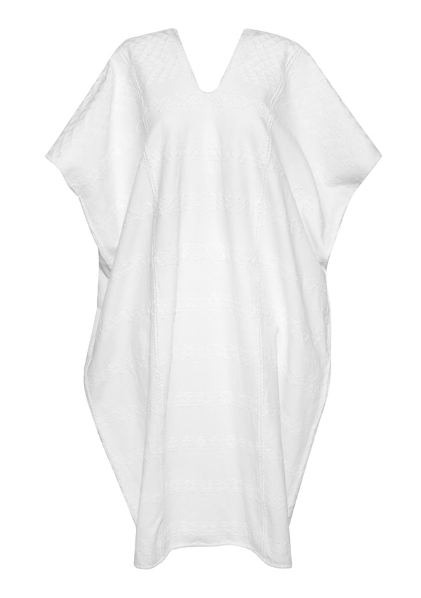 Pippa Holt Kaftan No.101 Three Panel Midi Kaftan In White With White Design