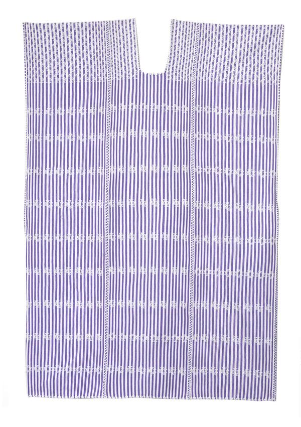 Pippa Holt Kaftan No.102 Three Panel Midi Kaftan In White And Purple Stripe With Mauve Design