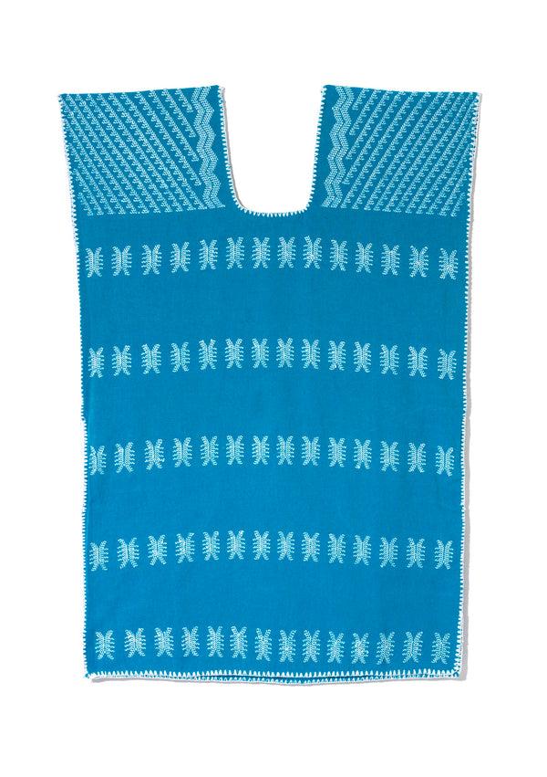 Pippa Holt Kaftan No.104 Single Panel 'Supermini' Kaftan In Blue With White Design