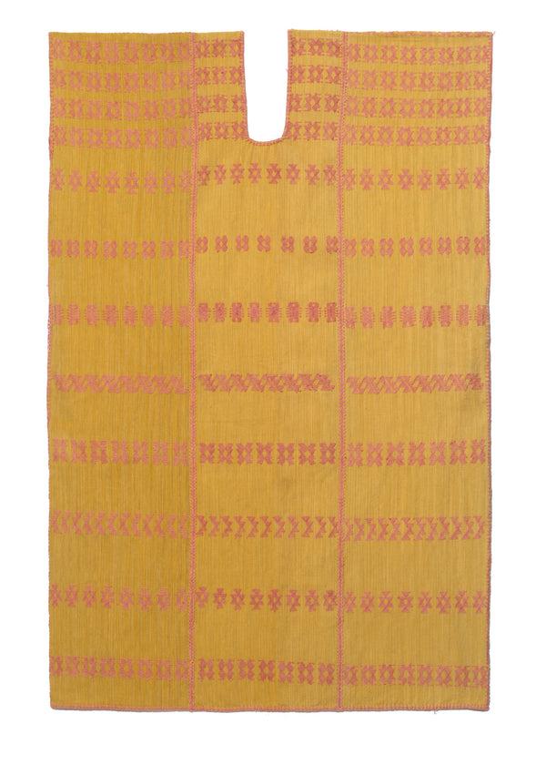 Pippa Holt Kaftan No.105 Three Panel Midi Kaftan In Ochre With Watermelon Pink Design