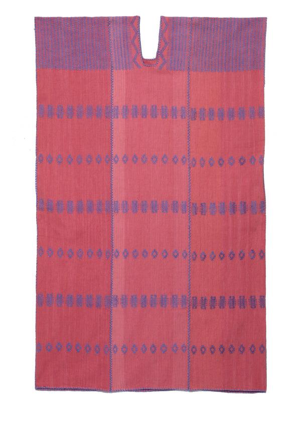 Pippa Holt Kaftan No.110 Three Panel Midi Kaftan In Watermelon Pink With Blue Design