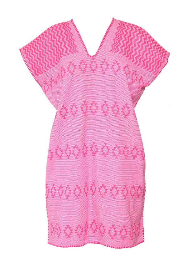 Pippa Holt Kaftan No.111 Single Panel 'Supermini' Kaftan In Pink With Pink Design