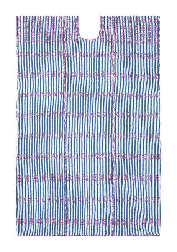 Pippa Holt Kaftan No.113 Three Panel Maxi Kaftan In White And Blue Stripe With ‘musk’ Pink Design