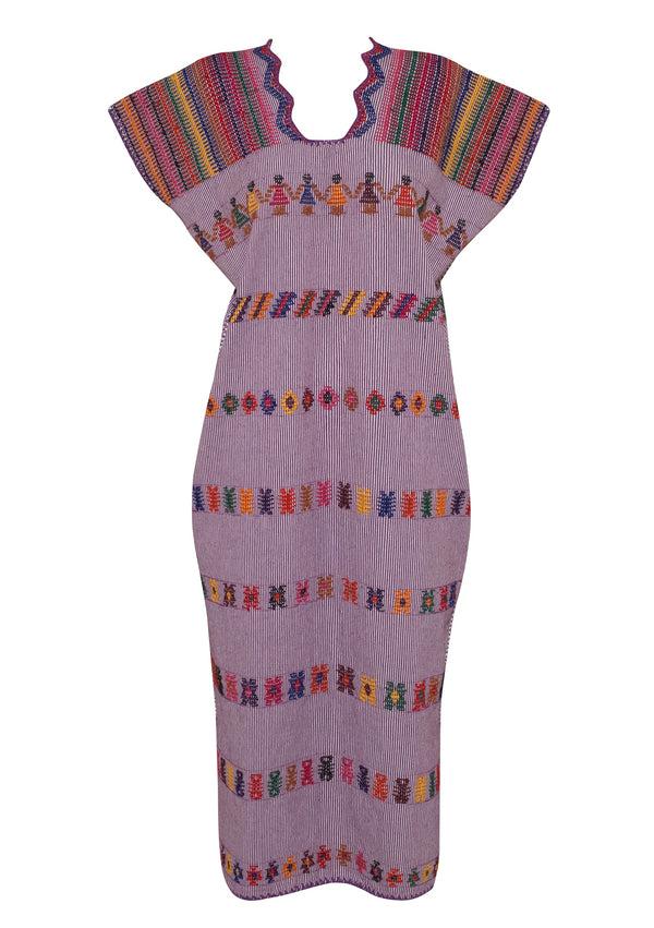 Pippa Holt Kaftan No.128 Single Panel Midi Kaftan In Lilac With People Rainbow Design