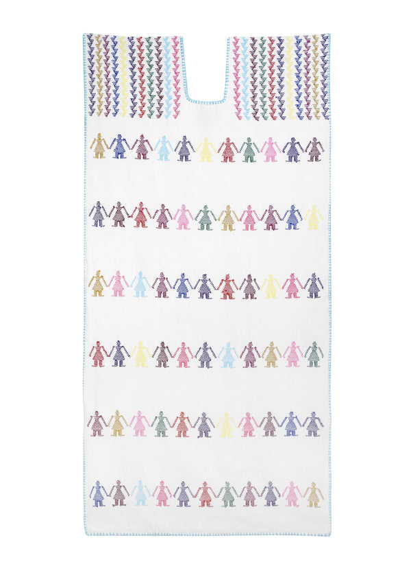 Pippa Holt Kaftan No.136 Single Panel Midi Kaftan In White With Multi Coloured Design