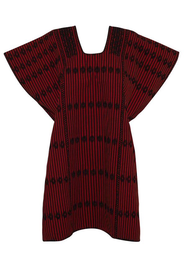 Pippa Holt Kaftan No.138 Three Panel 'Supermini' Kaftan In Red And Black Stripe With Black Design