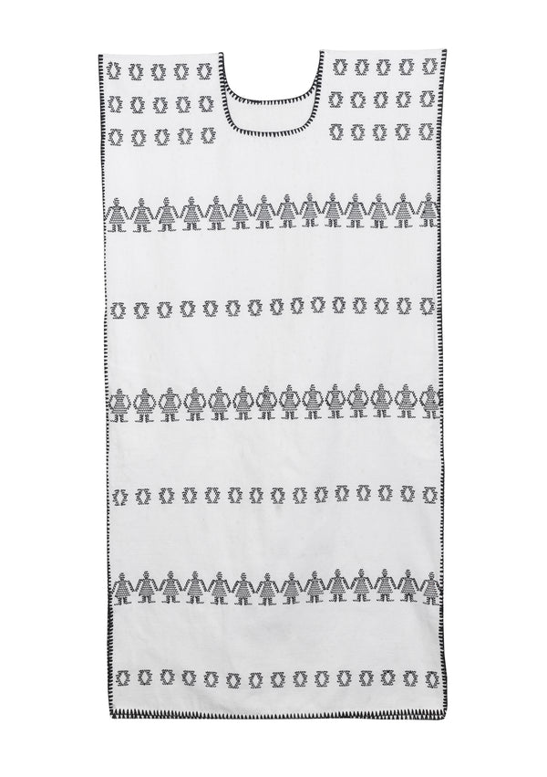 Pippa Holt Kaftan No.141 Single Panel Midi Kaftan In White With Black Large People Design