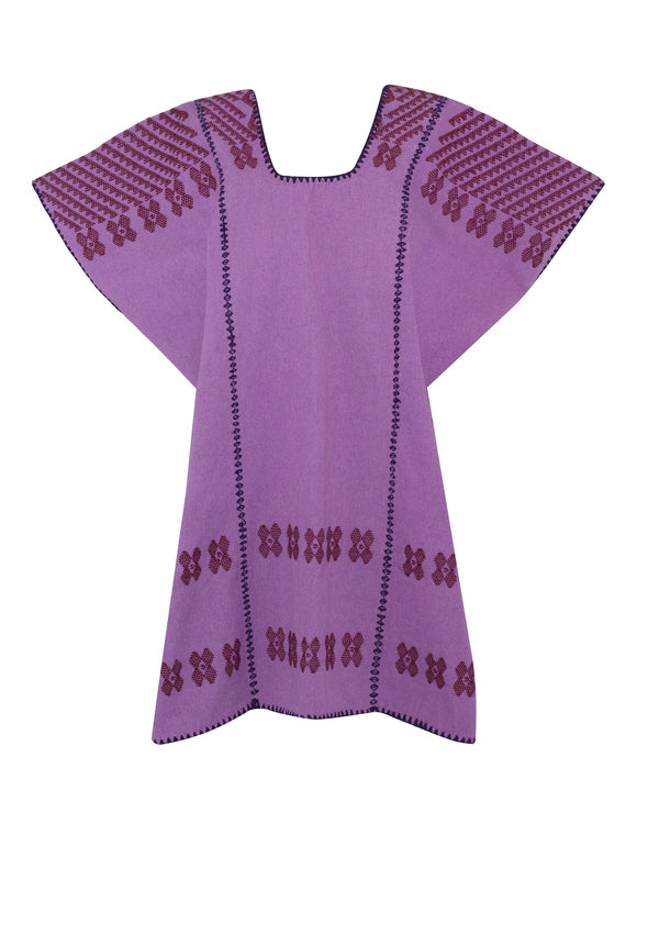 Pippa Holt Kaftan No.142 Three Panel Mini Kaftan In Purple With Burgundy Motif