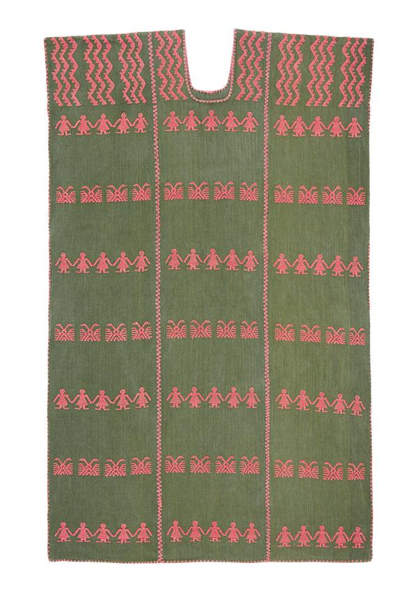 Pippa Holt Kaftan No.150 Three Panel Midi Kaftan In Khaki With Pink Design