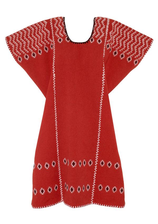 Pippa Holt Kaftan No.151 Three Panel Mini Kaftan In Red With Black And White Motif
