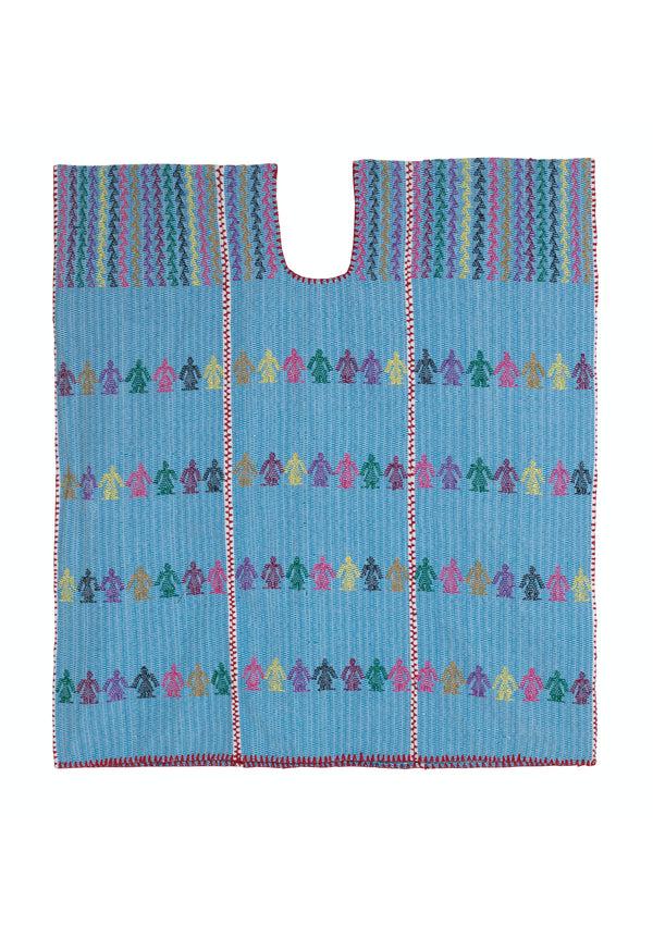 Pippa Holt Kaftan No.154 Three Panel Mini Kaftan In Blue With People Design