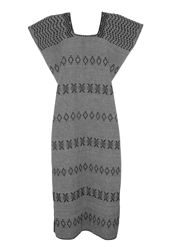 Pippa Holt Kaftan No.158 Single Panel Midi Kaftan In Black With Black Design