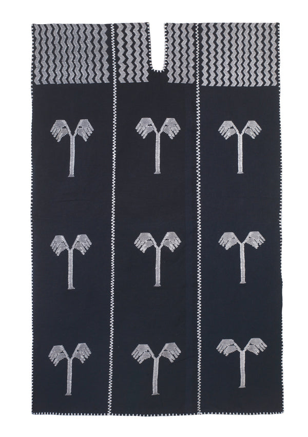 Pippa Holt Kaftan No.160 Three Panel Midi Kaftan In Navy With White Palm Tree