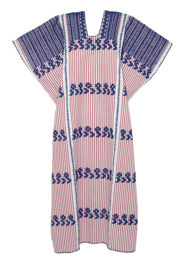 Pippa Holt Kaftan No.170 Three Panel Midi Kaftan In White And Pink With Star Design