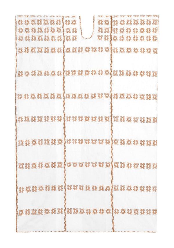 Pippa Holt Kaftan No.174 Three Panel Maxi Kaftan In White With Beige Design