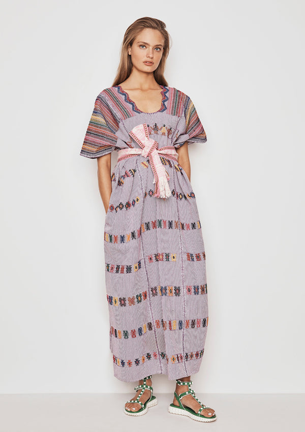 pippa holt Kaftan No.176 Three panel 'Special Edition' maxi kaftan in lilac with people rainbow design