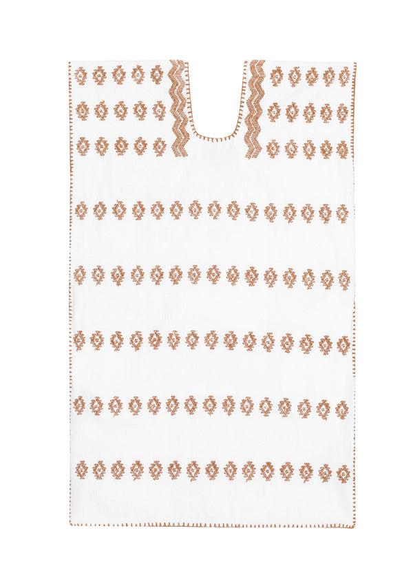 pippa holt Kaftan No.178 Single panel mini kaftan in white with beige design