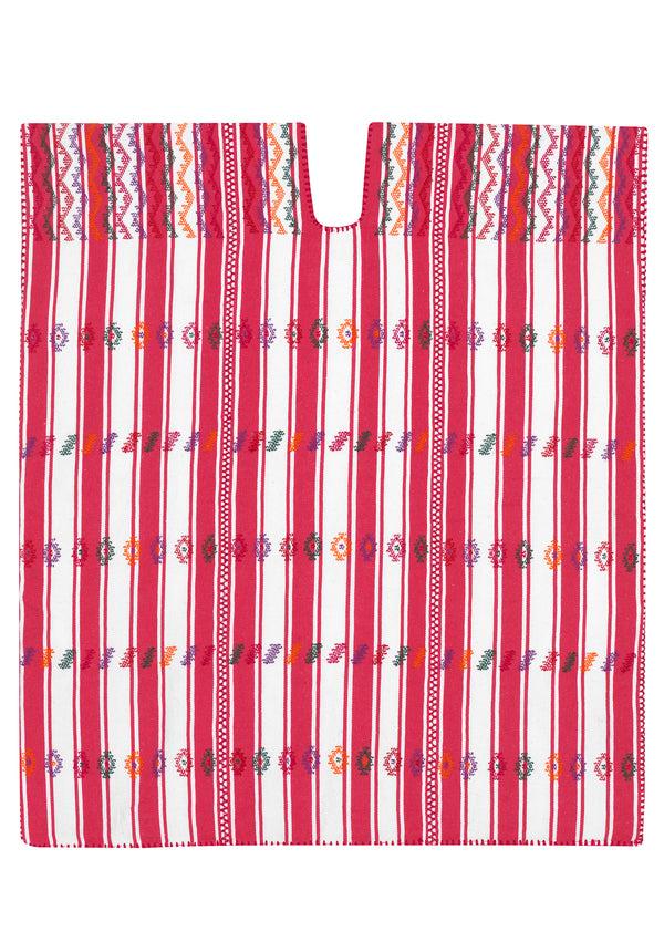 Pippa Holt Kaftan No.181 Three Panel Mini Kaftan In Thick Pink And White Stripe With Multicoloured Design