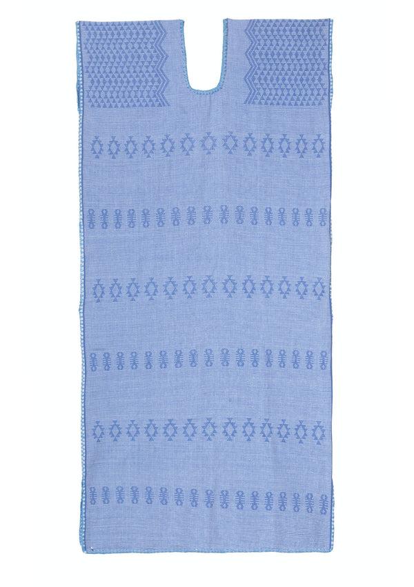 Pippa Holt Kaftan No.186 Single Panel Midi Kafan In Azure Blue With Embroidered Motif