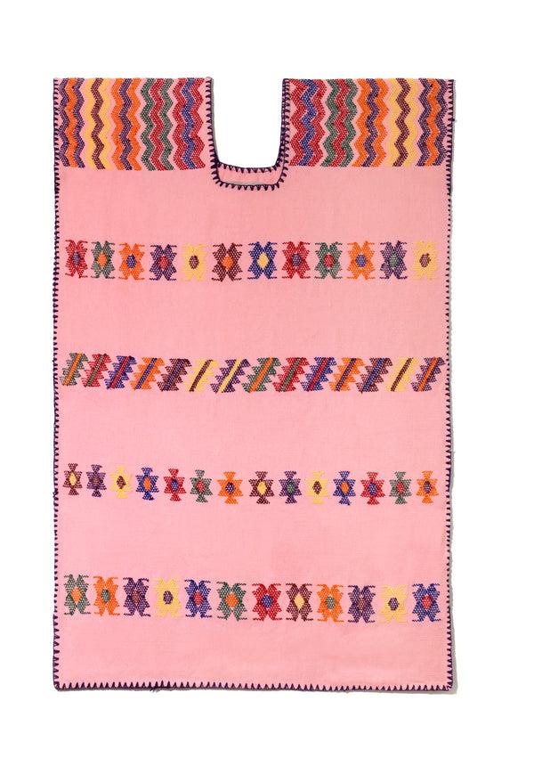 Pippa Holt Kaftan No.187 Single Panel Mini Kaftan In Flamingo Pink With Multi-colour Motif