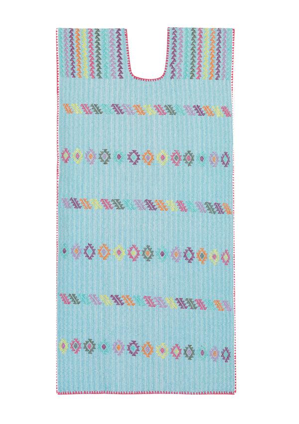 Pippa Holt Kaftan No.190 Single Panel Midi Kaftan In Blue With Multi-colour Motifs