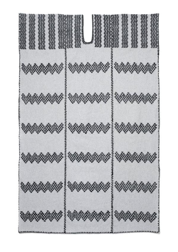 Pippa Holt Kaftan No.212 Three Panel Midi Kaftan In Cloud Grey With Black Design