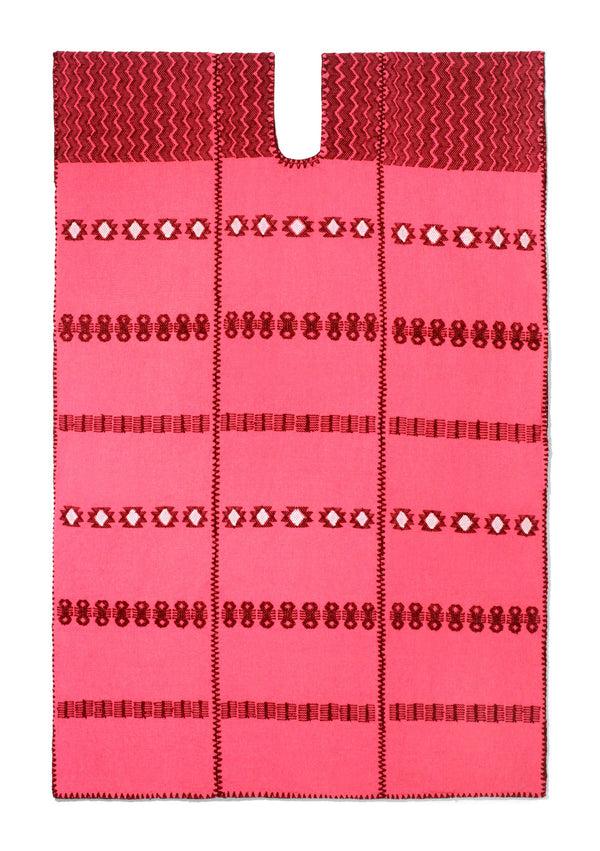 Pippa Holt Kaftan No.215 Three Panel Midi Kaftan In Watermelon With Burgundy Design