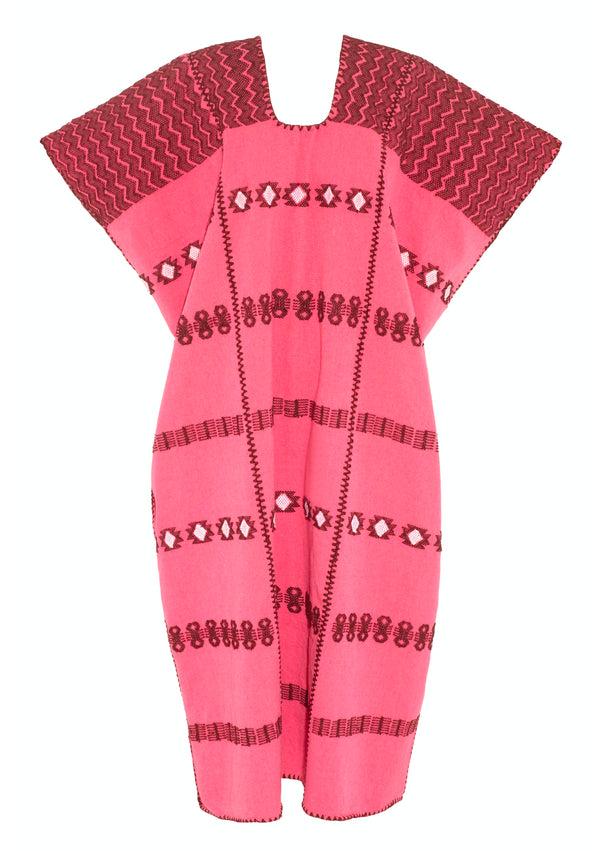 Pippa Holt Kaftan No.215 Three Panel Midi Kaftan In Watermelon With Burgundy Design