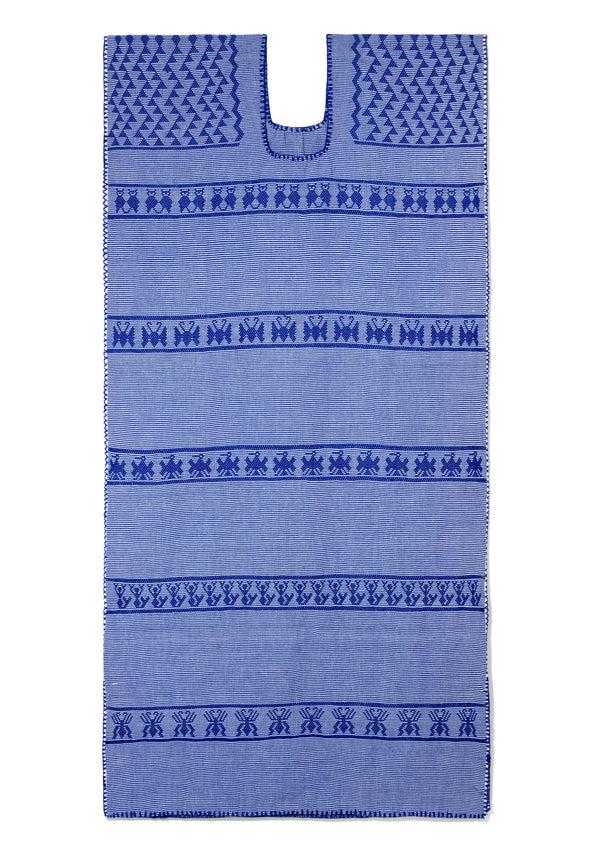 pippa holt Kaftan No.216 Single panel midi kaftan in blue and white with blue design