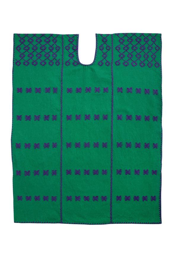pippa holt Kaftan No.218 Three panel mini kaftan in green with purple design