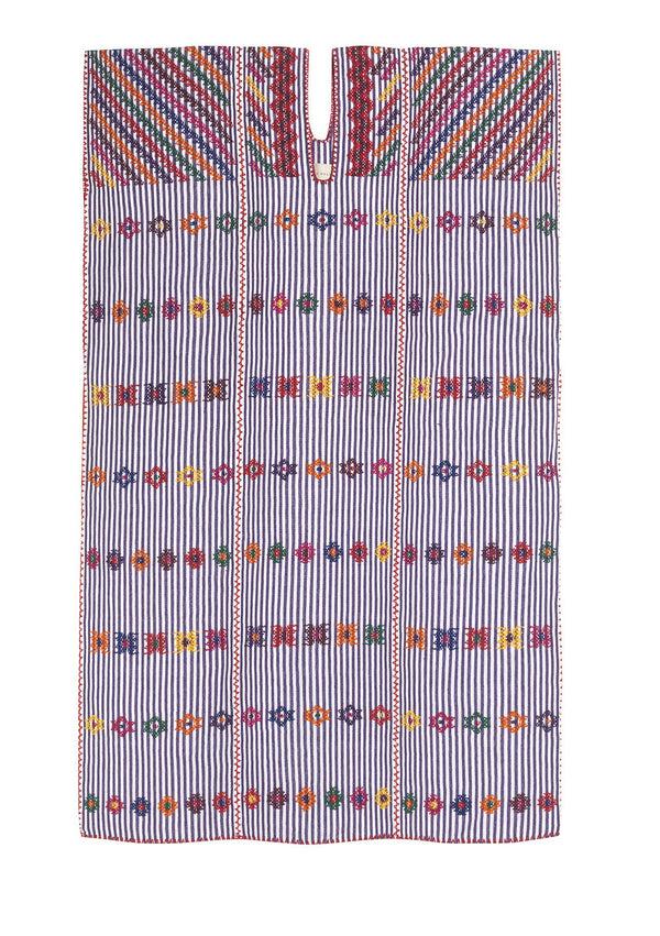 Pippa Holt Kaftan No.22 Three Panel Midi Kaftan In Purple And White Stripe With Multi Coloured Design