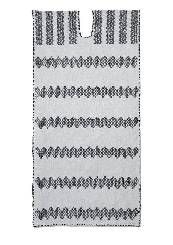 Pippa Holt Kaftan No.225 Single Panel Midi Kaftan In Cloud Grey With Black Design