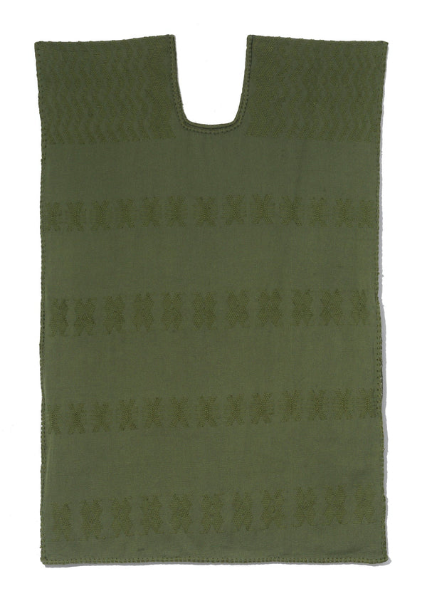 Pippa Holt Kaftan No.226 Single Panel Mini Kaftan In Khaki With Green Design