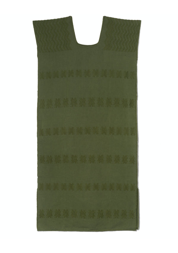 Pippa Holt Kaftan No.227 Single Panel Midi Kaftan In Khaki With Green Design