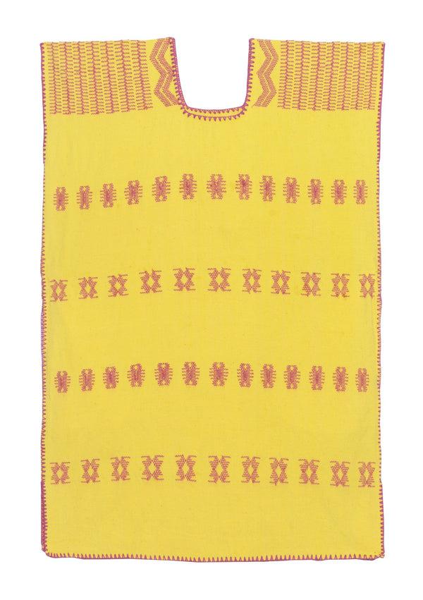 Pippa Holt Kaftan No.239 Single Panel Mini Kaftan In Yellow With Pink Design