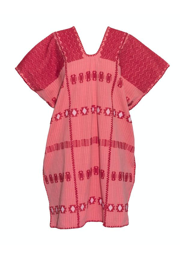 Pippa Holt Kaftan No.241 Three Panel Mini Kaftan In Watermelon With Red Design