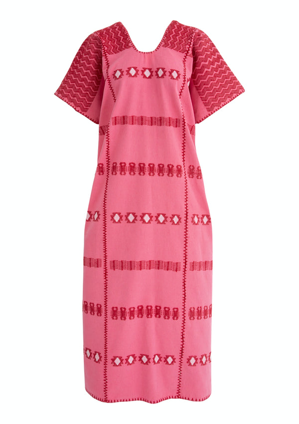 Pippa Holt Kaftan No.242 Three Panel Maxi Kaftan In Watermelon With Red Design