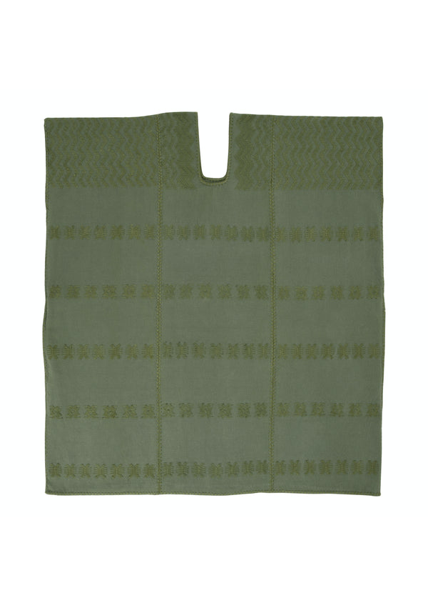 Pippa Holt Kaftan No.244 Three Panel Mini Kaftan In Khaki With Green Design