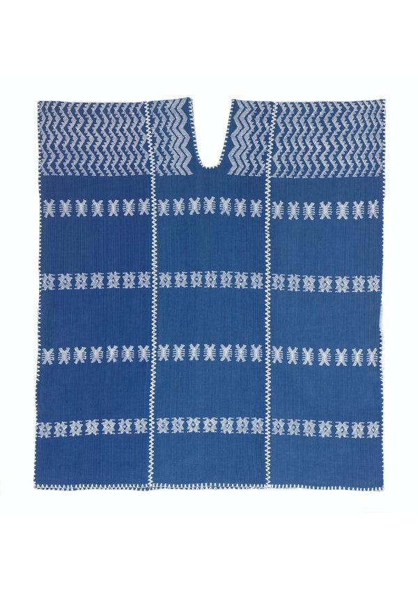 Pippa Holt Kaftan No.245 Three Panel 'supermini' Kaftan In "denim" With White Design