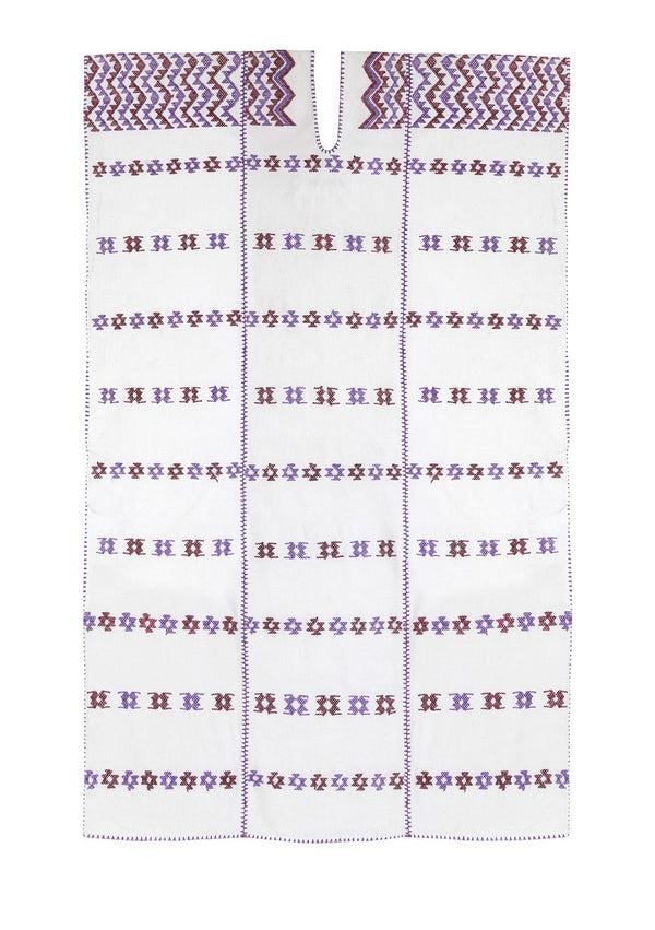 Pippa Holt Kaftan No.25 Three Panel Midi Kaftan In White With Purple Design